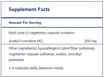Acetyl-l-Carnitine 250 mg 60’s by Pure Encapsulations - Image 2