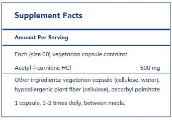 Acetyl-l-Carnitine 500 mg 60’s by Pure Encapsulations - Image 2