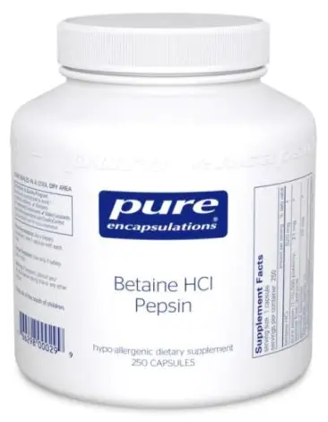 Betaine HCl Pepsin 250ct by Pure Encapsulations