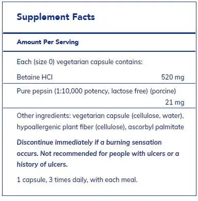 Betaine HCl Pepsin 250ct by Pure Encapsulations - Image 2