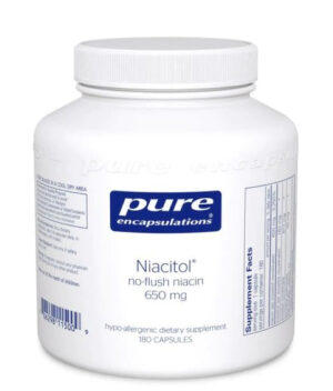 Niacitol (no-flush niacin) 650 mg 180’s By Pure Encapsulations