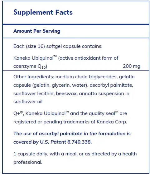 Ubiquinol-QH 200 mg 60’s by Pure Encapsulations - Image 2