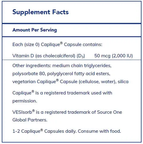 Vitamin D3 VESIsorb 60’s by Pure Encapsulations - Image 2
